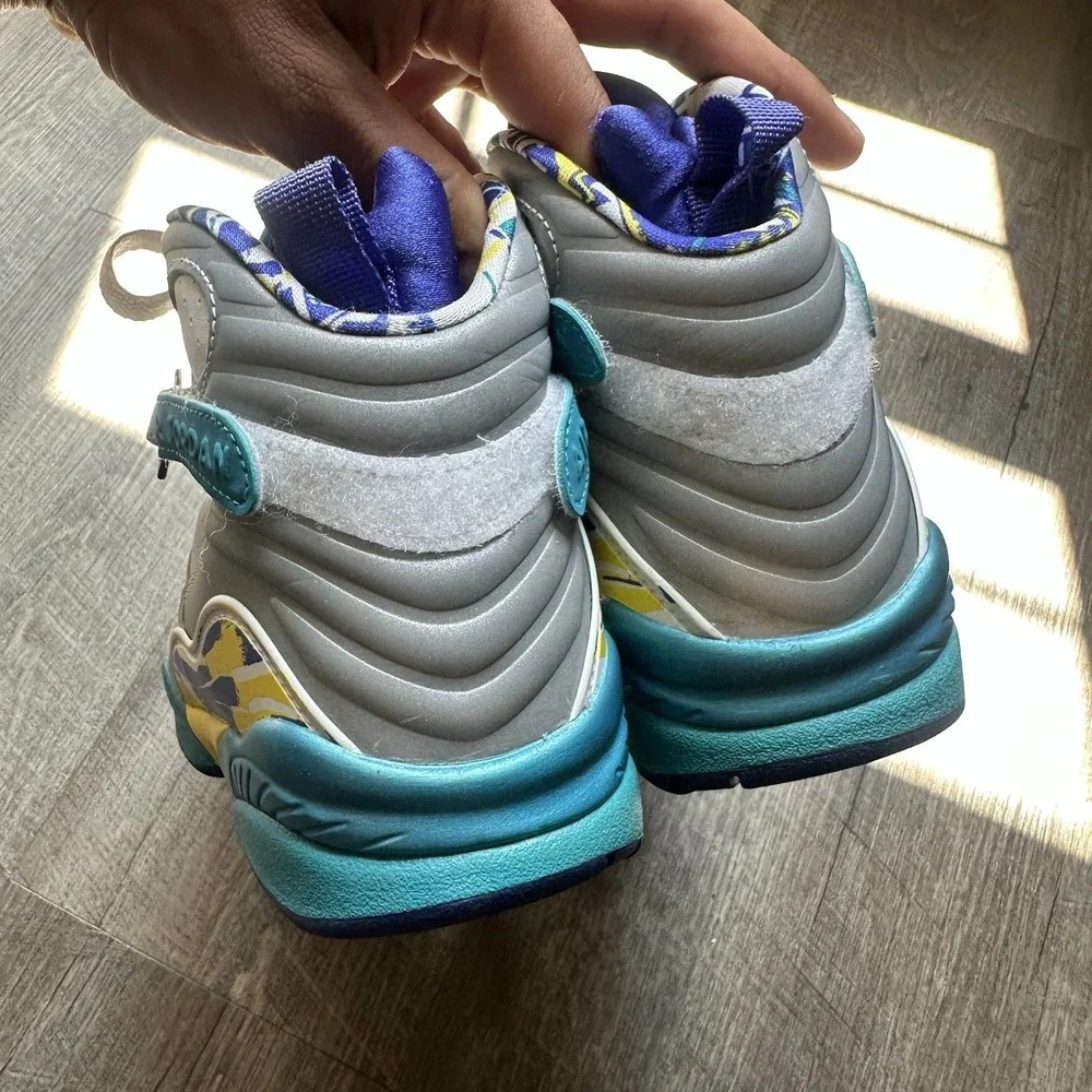 Jordan 8 Retro White Aqua 2019 Size 7.5 Women's Sneakers Men's 6 EXCELLENT COND+